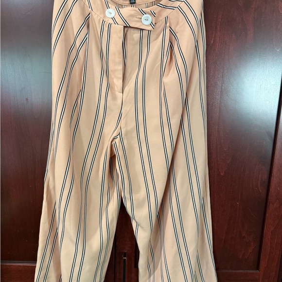 Topshop Wide Leg Tan and Black Pants High-Waisted - Picture 2 of 7